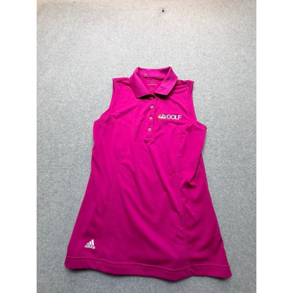 Adidas Puremotion Sleeveless Golf Polo Pink NBC Golf Channel Logo Womens Small